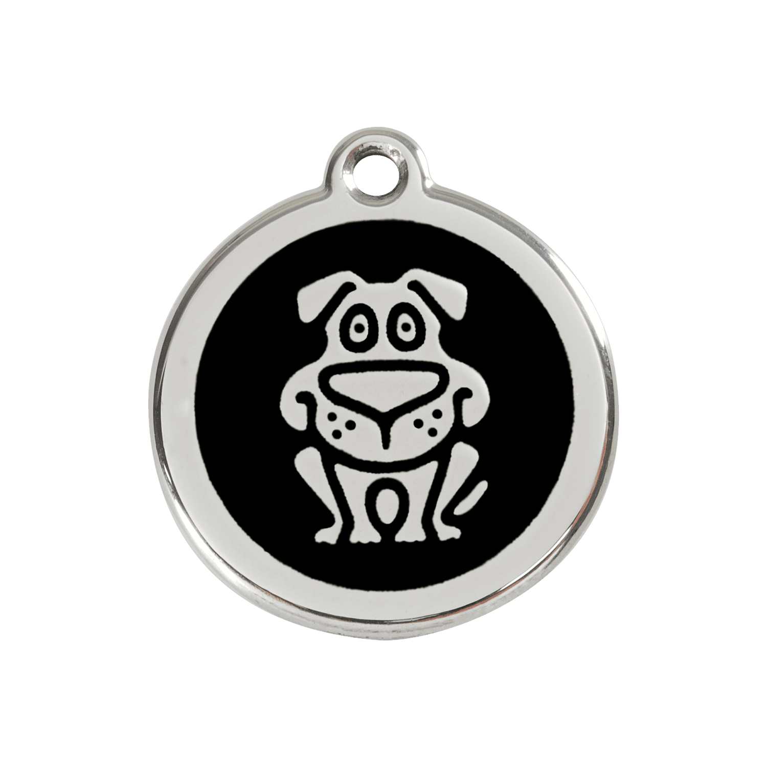 Vue avant - Médaille personnalisée pour chien en émail et acier inoxydable - Red Dingo - Noir - Talla M