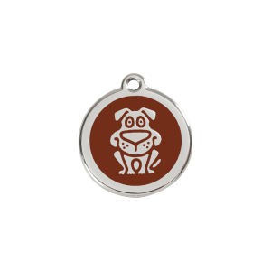 Placa para gato con motivo perro en esmalte marrón, talla S