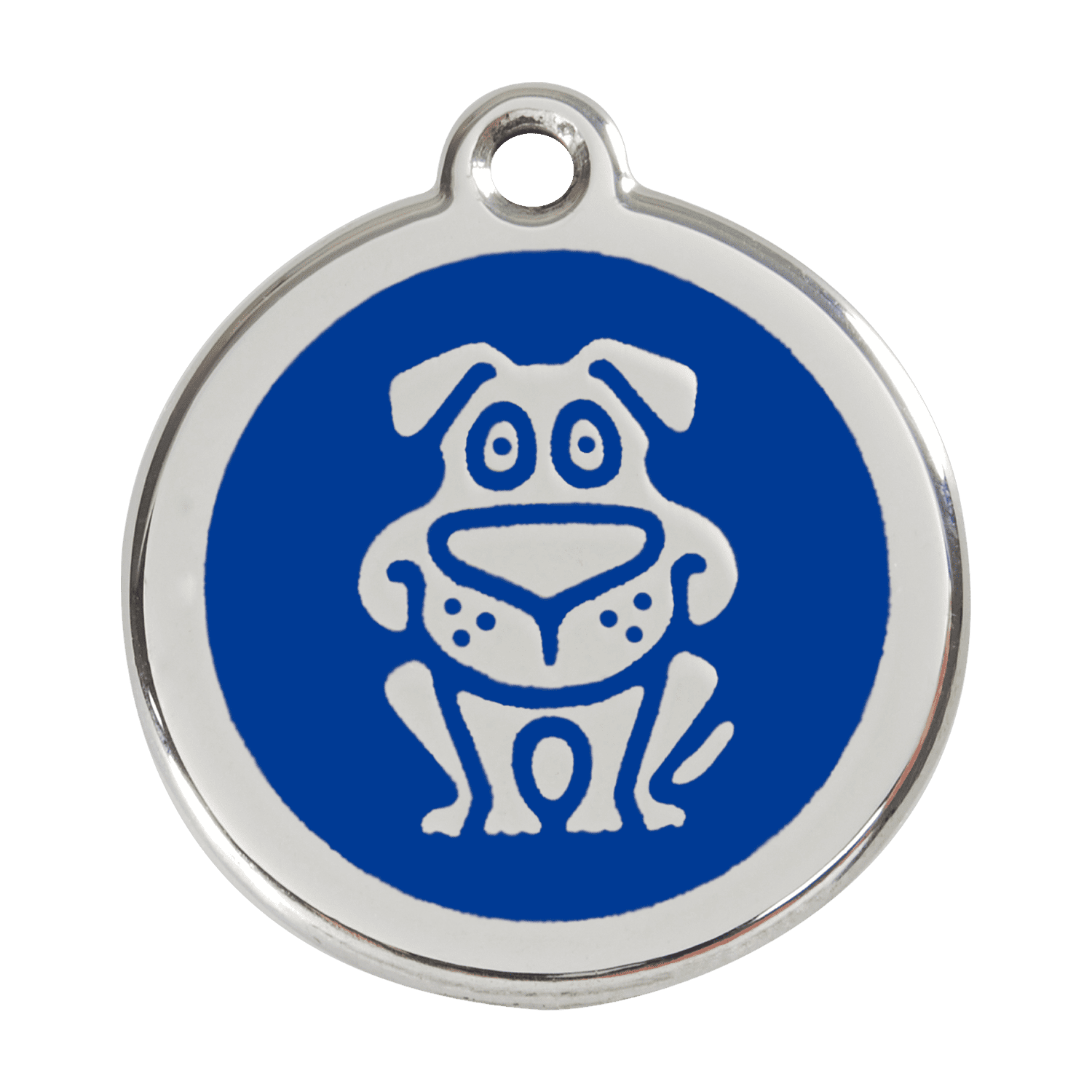 Vue avant - Médaille personnalisable pour chien en émail et acier inoxydable - Red Dingo - Bleu foncé - Talla L