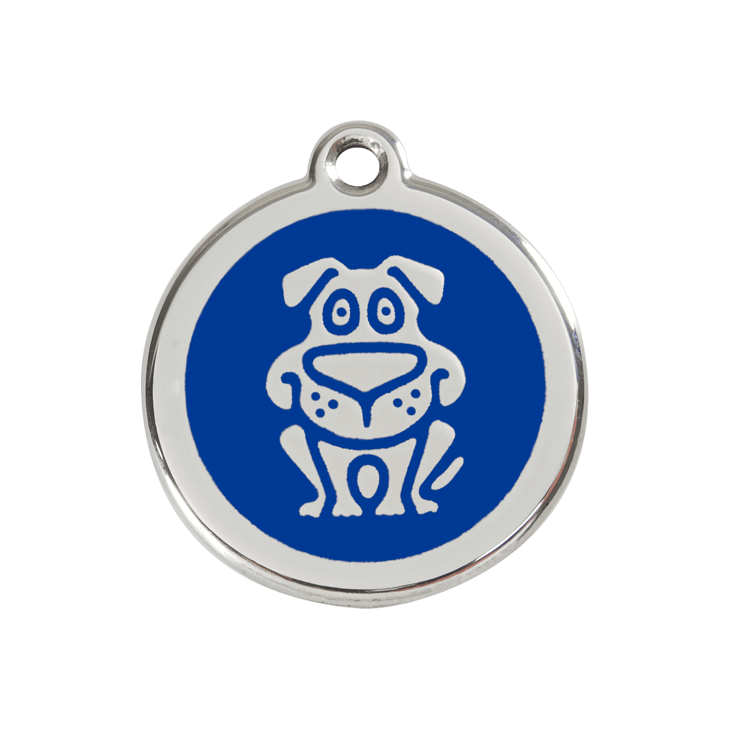 Vue avant - Médaille personnalisée pour chien en émail et acier inoxydable - Red Dingo - Motif chien - Bleu foncé - Talla M