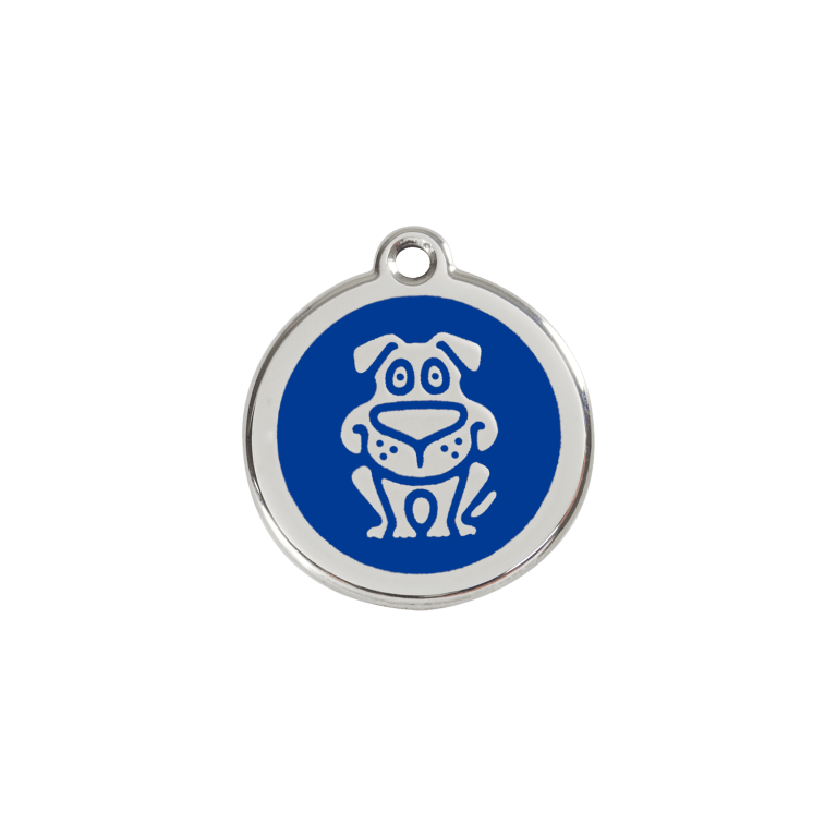 Vue avant - Médaille personnalisée pour chien/chat Red Dingo Émail/Acier inoxydable Bleu foncé - Talla S