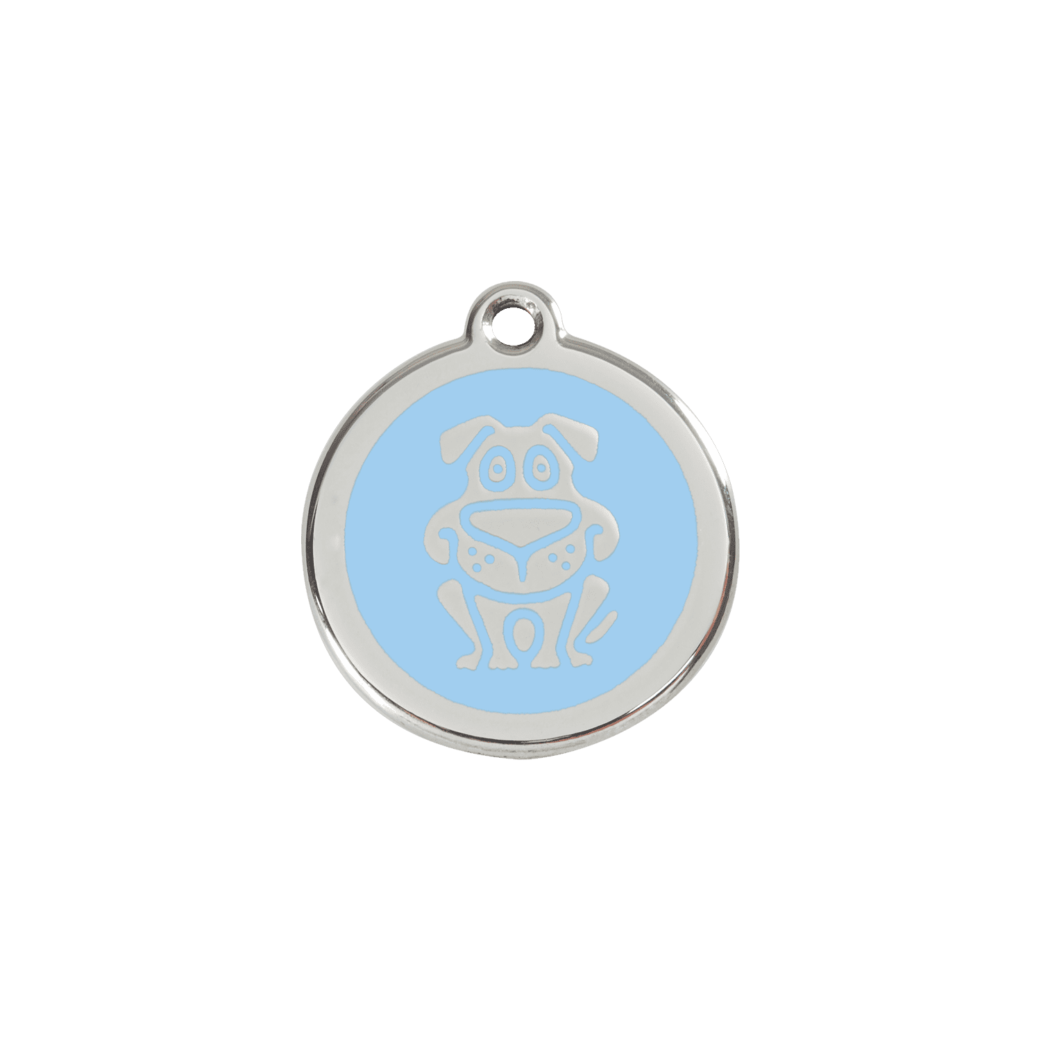 Vue avant - Médaille personnalisable pour chien/chat Red Dingo Émail et acier inoxydable - Motif chien - Bleu clair - Talla S