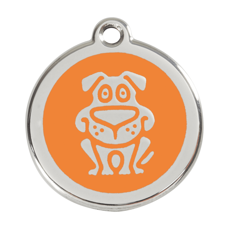 Vue avant - Médaille personnalisable pour chien Red Dingo Émail/acier inoxydable Orange L 38.00mm
