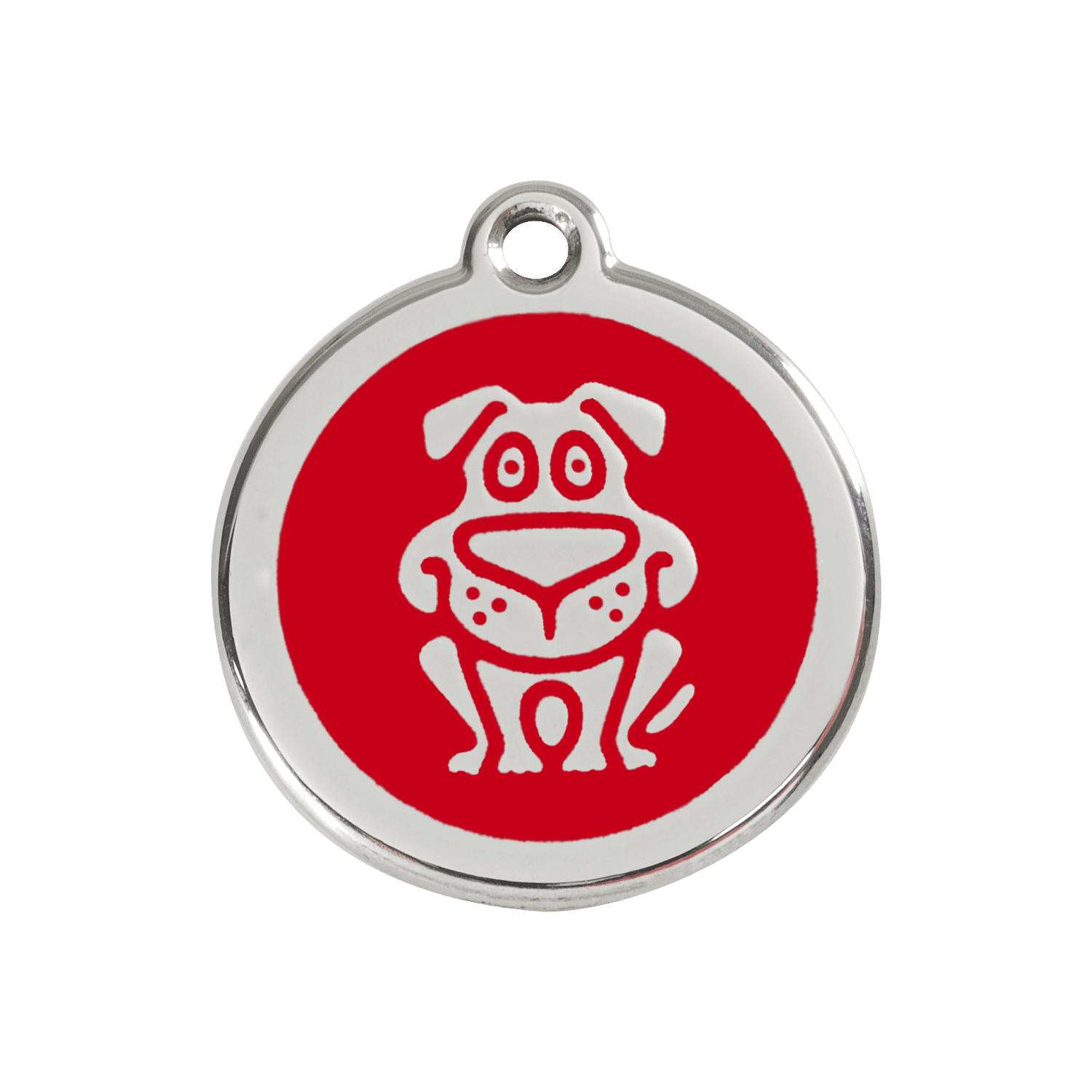 Vue avant - Médaille personnalisable pour chien Red Dingo en émail et acier inoxydable - Motif chien rouge - Talla M