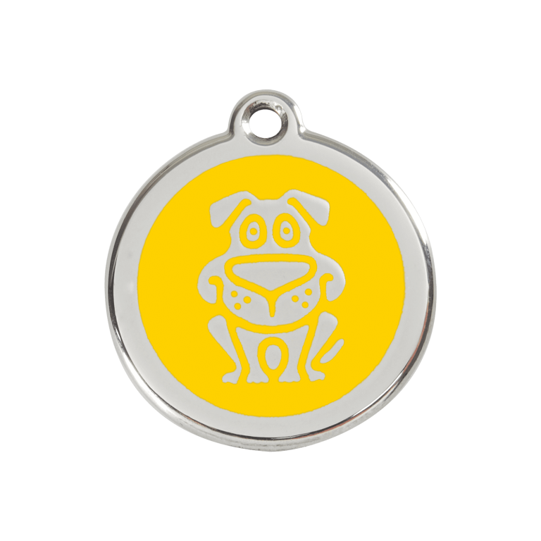Vue avant - Médaille personnalisable pour chien en émail jaune Red Dingo - Talla M - 01-DG-YE-ME