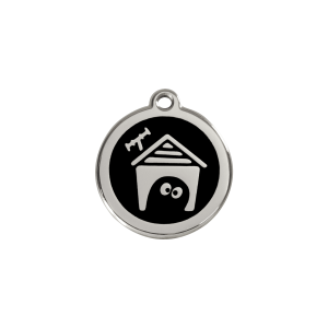 Placa para gato con diseño caseta en esmalte negro - Talla S