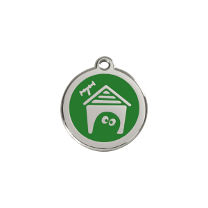 Placa para gato con diseño caseta en esmalte verde - Talla S