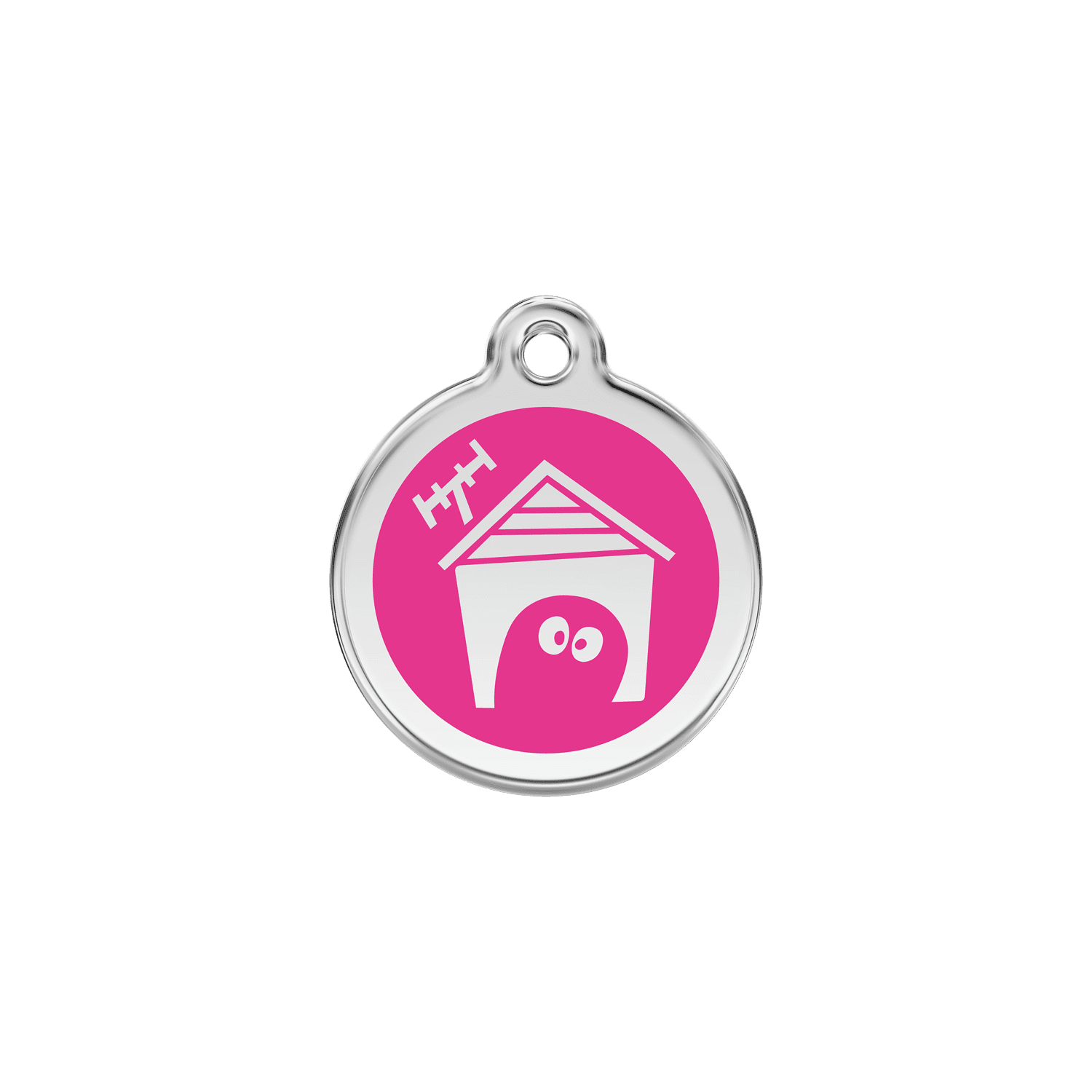 Vue avant - Médaille personnalisée pour chien/chat Red Dingo émail/acier inoxydable rose vif - Talla S