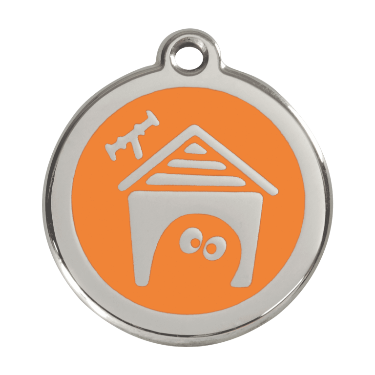 Vue avant - Médaille personnalisée pour chien Red Dingo en émail et acier inoxydable - Orange - Talla L