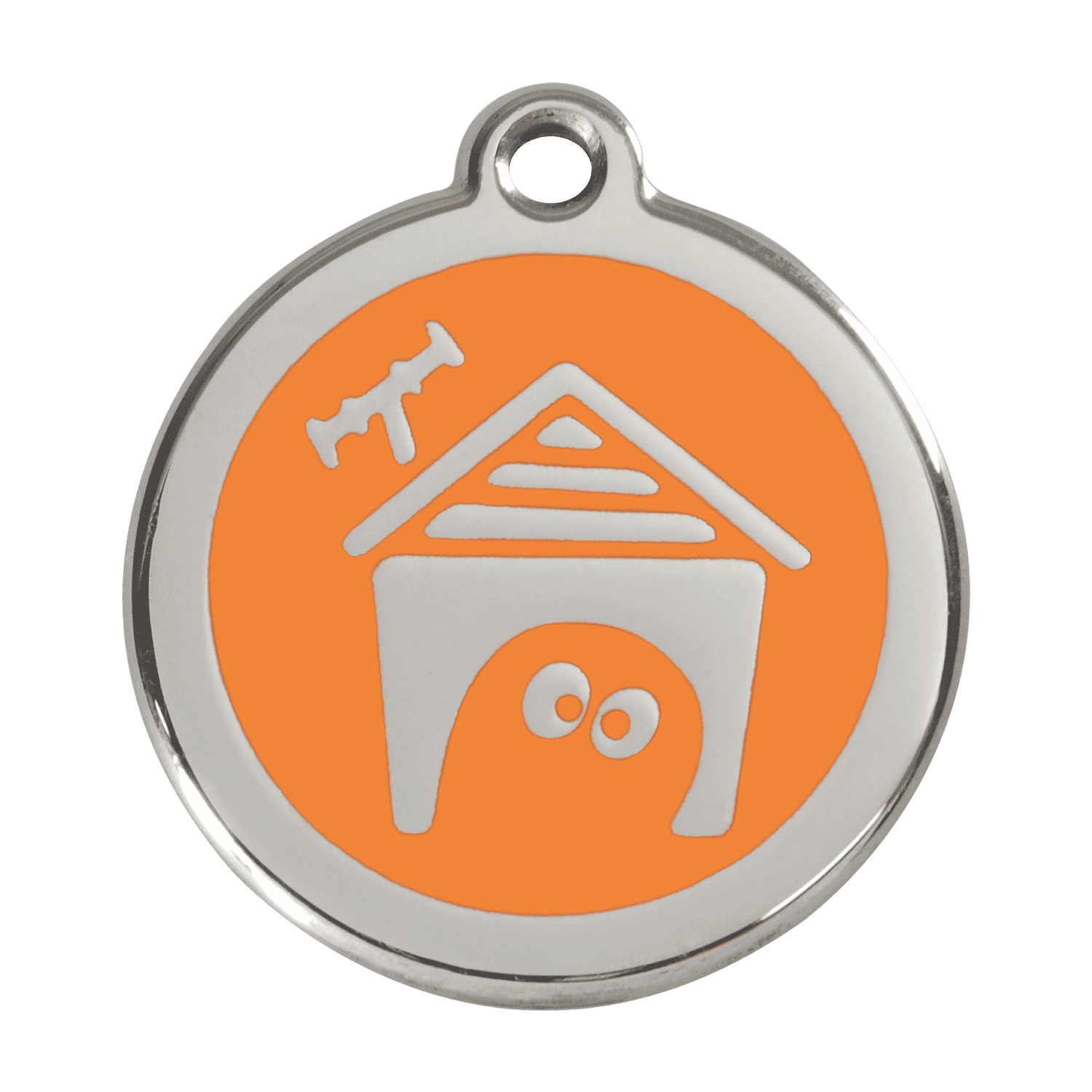 Vue avant - Médaille personnalisée pour chien Red Dingo en émail et acier inoxydable - Orange - Talla L
