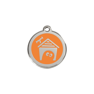 Placa para gato con diseño caseta en esmalte naranja - Talla S