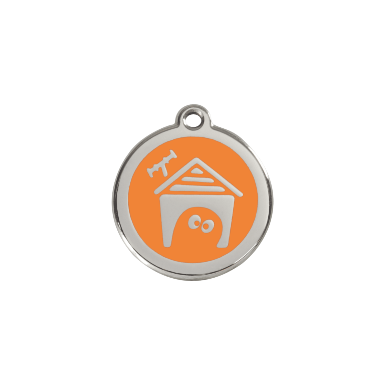 Vue avant - Médaille personnalisable Red Dingo en émail et acier inoxydable - Orange - Talla S