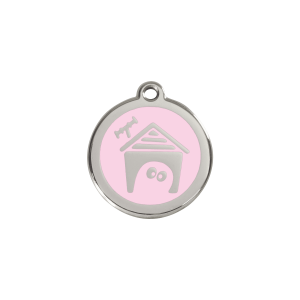 Placa identificativa rosa con caseta para gato o perro pequeño - S 20 mm