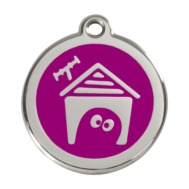 Vue avant - Médaille personnalisée pour chien Red Dingo en émail et acier inoxydable - Violet - Talla L