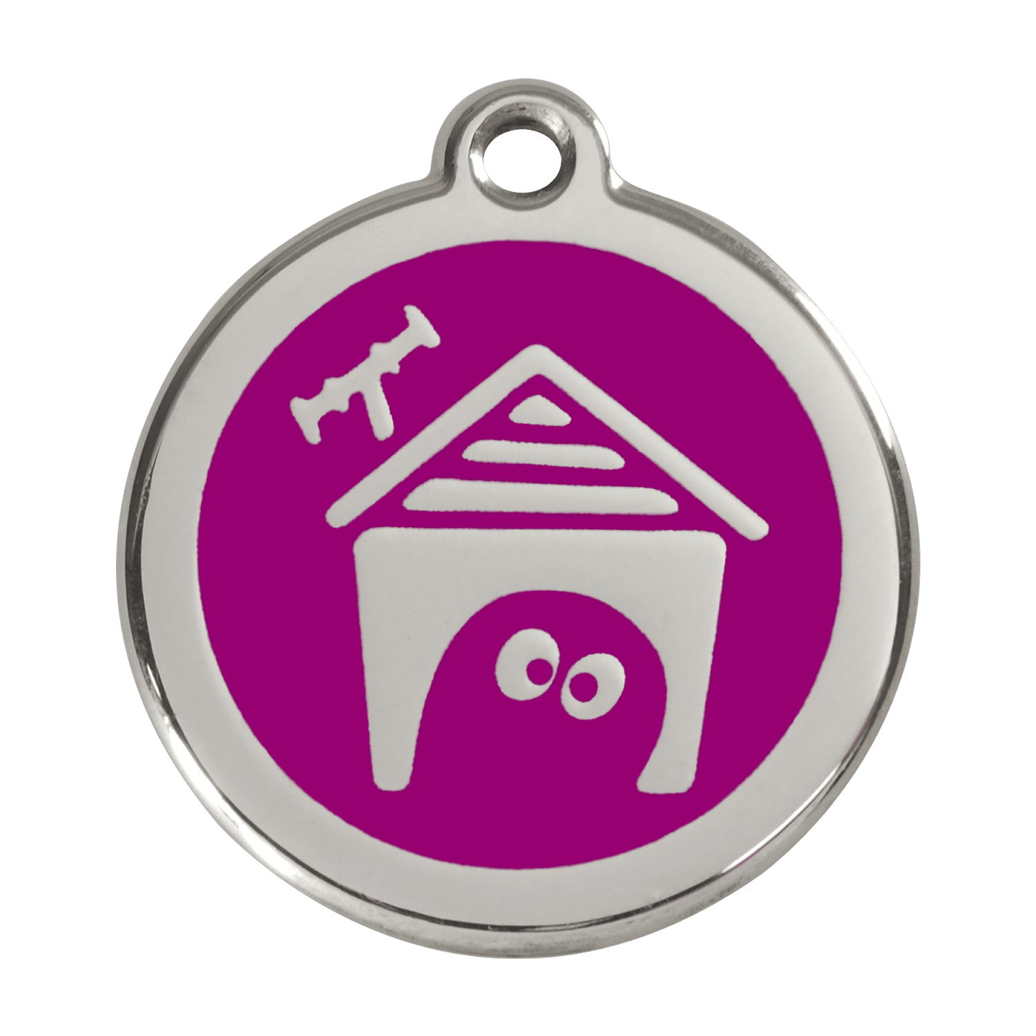 Vue avant - Médaille personnalisée pour chien Red Dingo en émail et acier inoxydable - Violet - Talla L