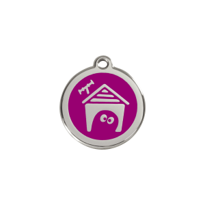 Placa para gato con diseño caseta en esmalte violeta - Talla S