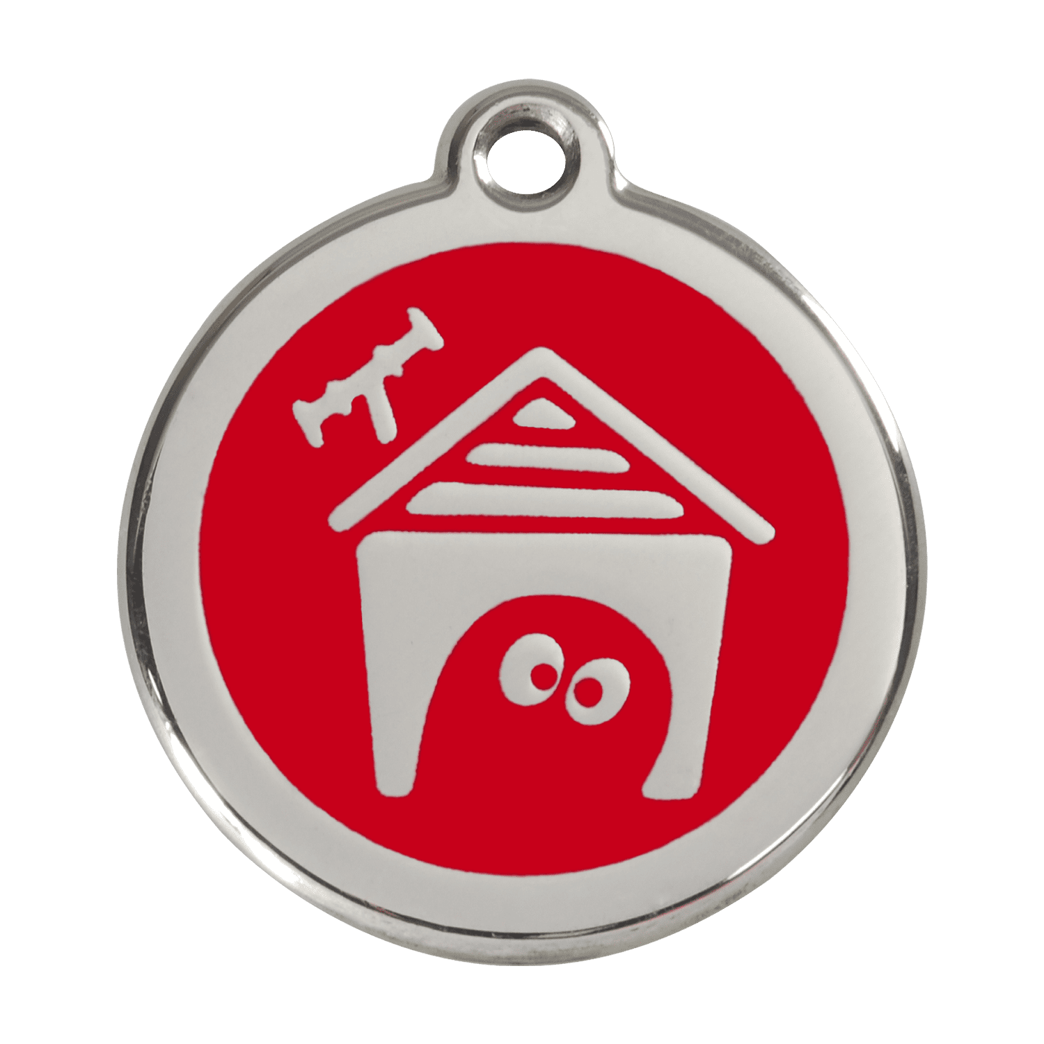 Vue avant - Médaille personnalisée pour chien Red Dingo en émail et acier inoxydable - Rouge - Talla L