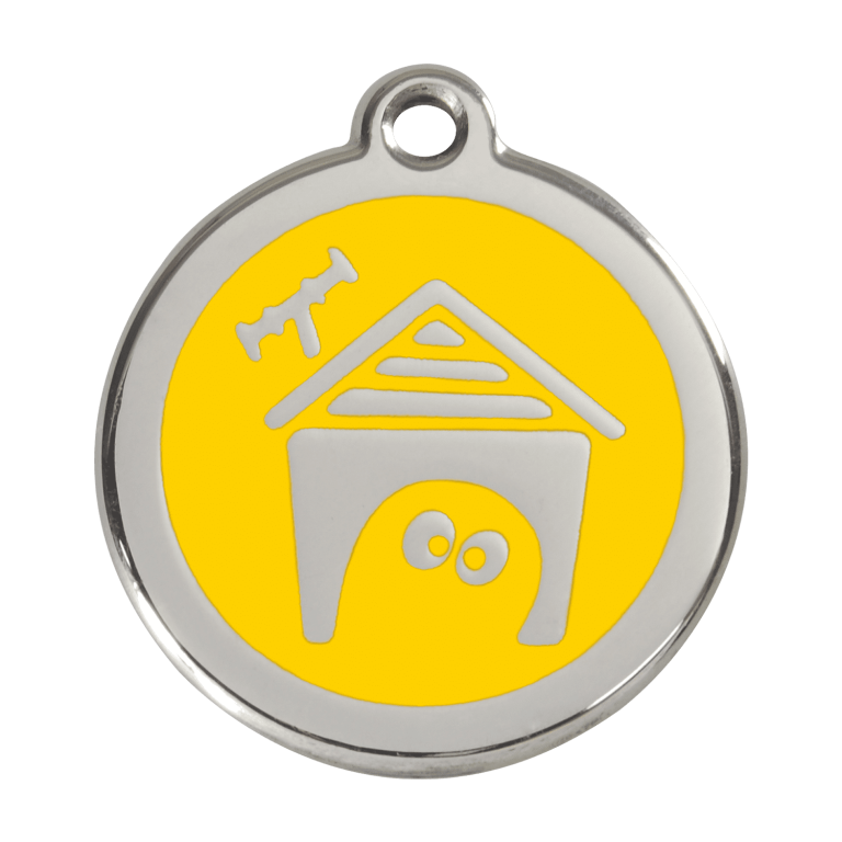 Vue avant - Médaille personnalisée pour chien Red Dingo en émail jaune - Talla L 38.00mm