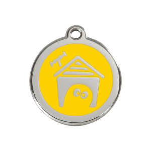 Placa para perro esmalte amarillo y acero inoxidable - Talla M