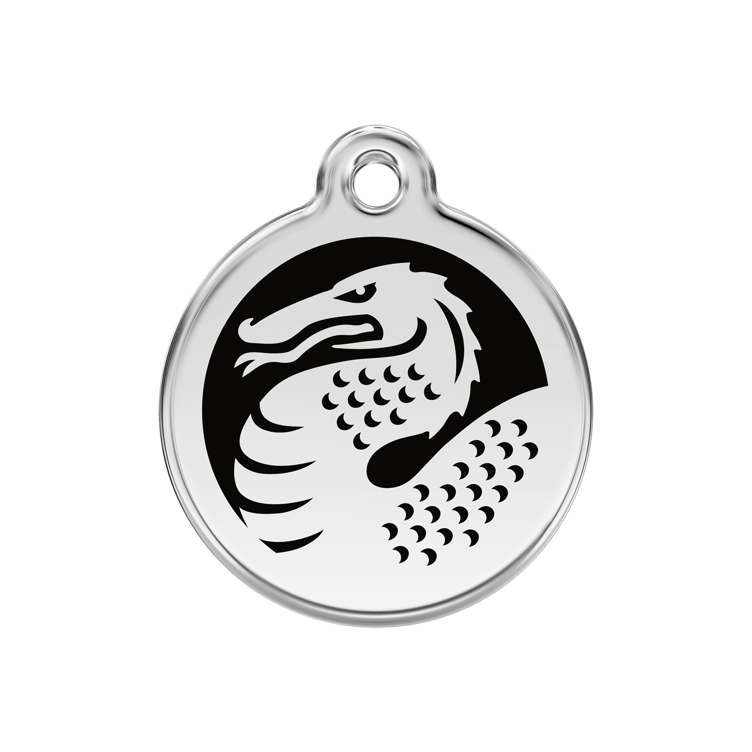 Vue avant - Médaille personnalisable pour chien en émail et acier inoxydable avec motif dragon - Red Dingo - Noir - Talla M