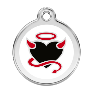Placa para perro grande Blanco Diablo en esmalte y acero inoxidable
