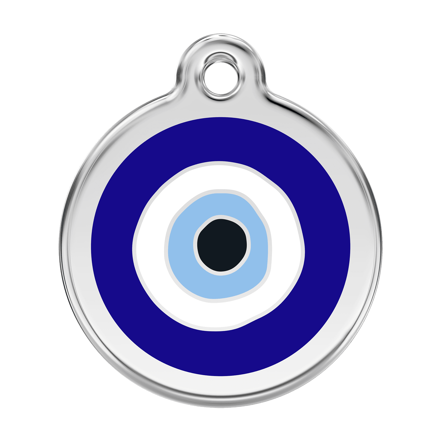 Vue avant - Médaille personnalisée Red Dingo Émail et acier inoxydable - Mauvais ?il - Bleu foncé - Talla L