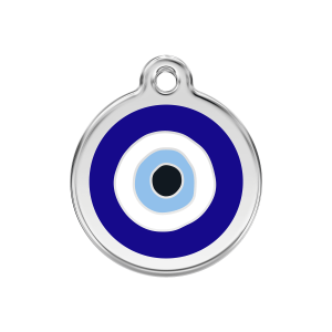 Placa para perro azul oscuro Mal de ojo mediana
