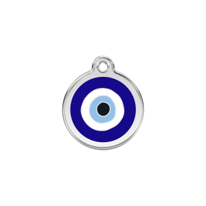 Placa para gato Pequeña Mal de Ojo Azul Oscuro en Esmalte y Acero Inoxidable