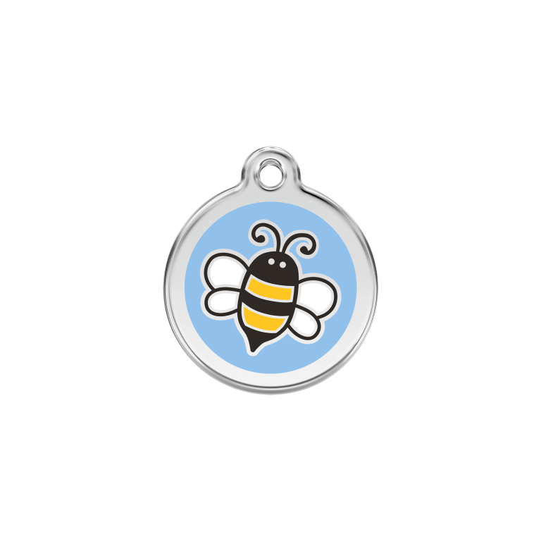 Vue avant - Médaille personnalisée pour chat Red Dingo Émail et acier inoxydable Bourdon Bleu clair - Talla S