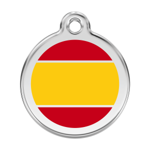 Placa para perro grande con bandera española en esmalte amarillo