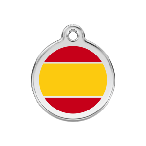 Placa para perro mediana con bandera española en esmalte amarillo