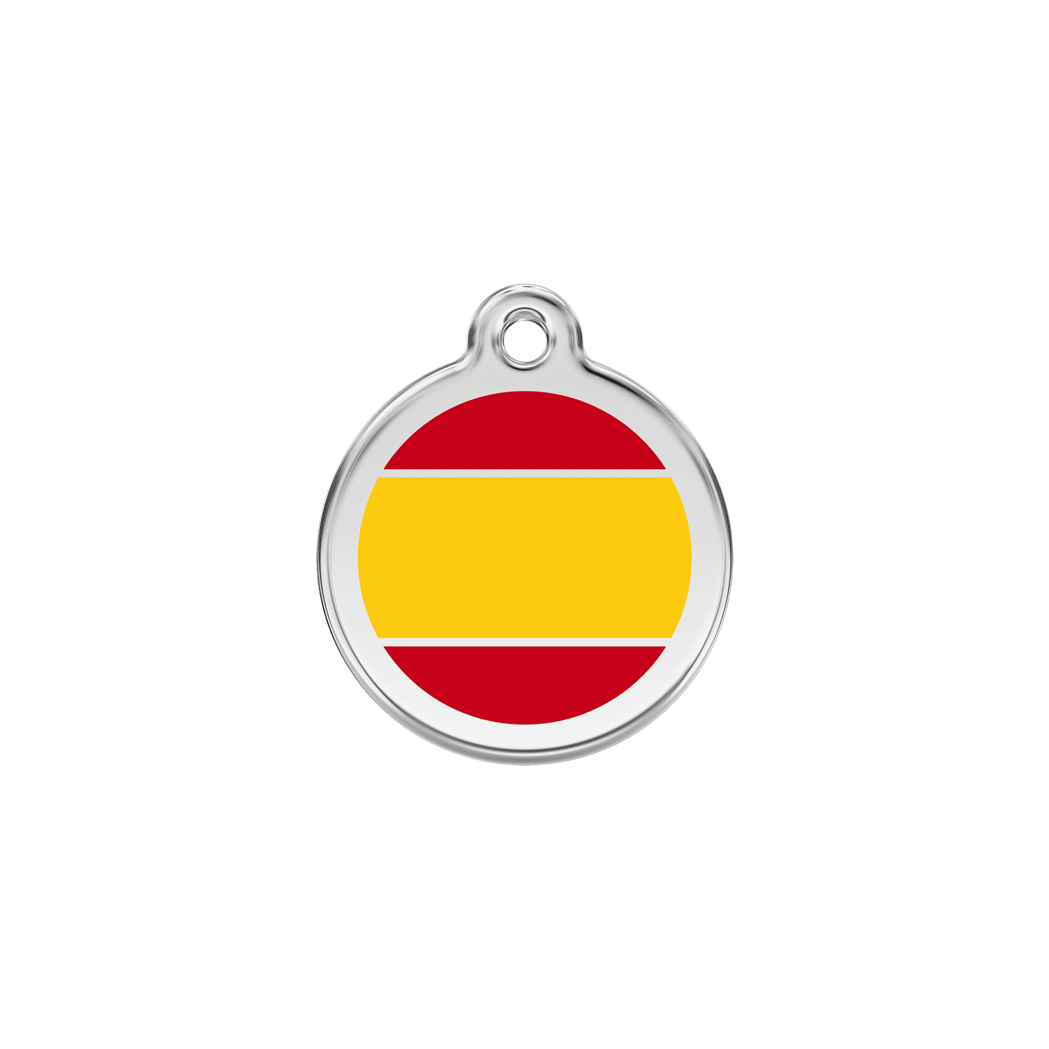 Vue avant - Médaille personnalisée pour chien/chat Red Dingo - Drapeau espagnol jaune - Talla S - 20.00mm - 7g