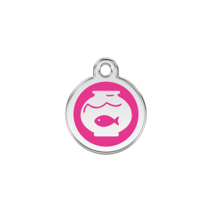 Placa para gato pequeña con diseño pecera rosa fuerte