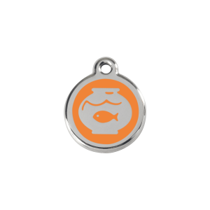 Placa para gato pecera en esmalte naranja pequeña