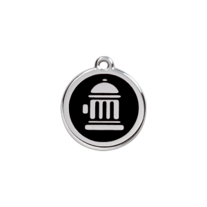 Placa para gato o perro pequeño Hidrante negro esmalte y acero inoxidable S 20mm