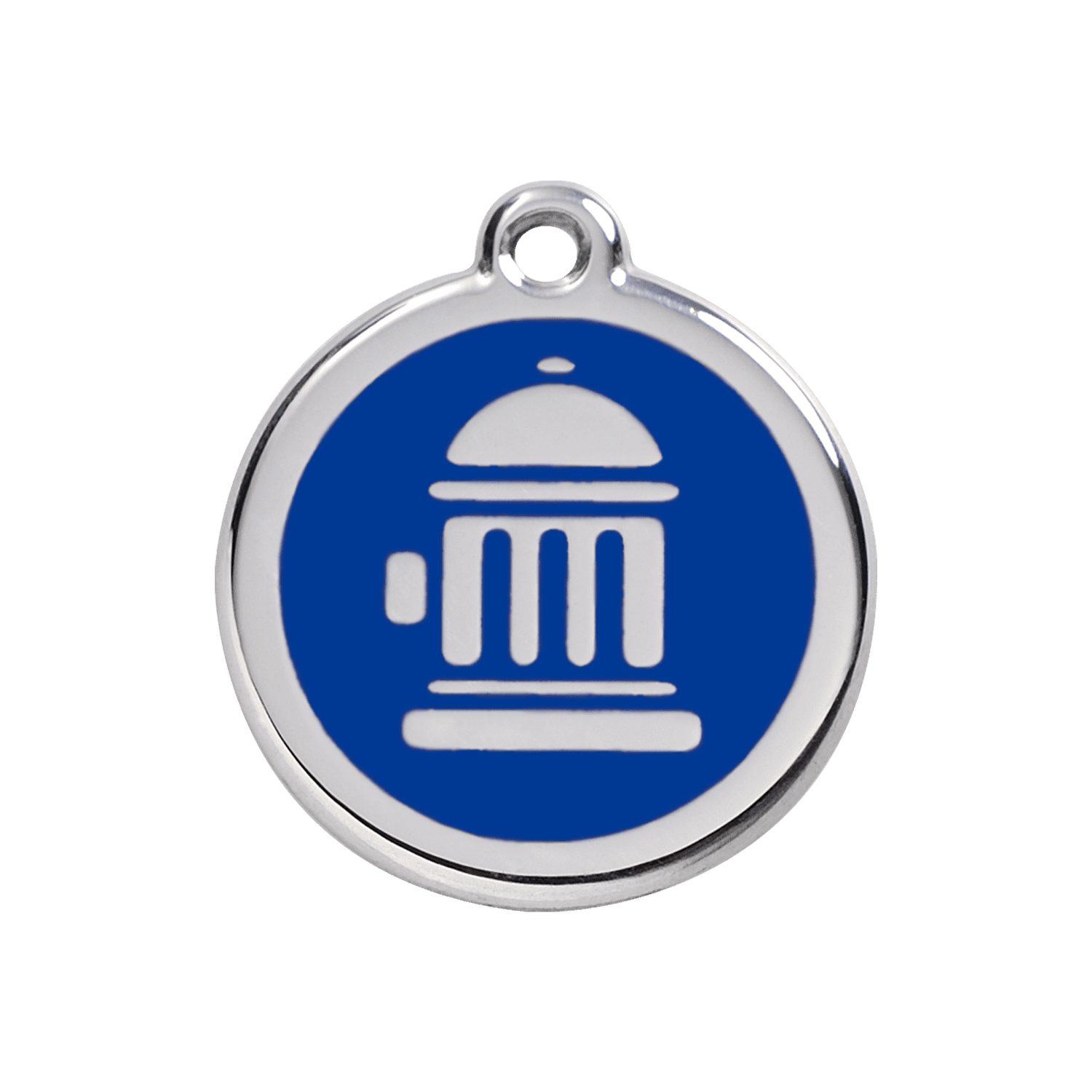 Vue avant - Médaille personnalisée pour chien ou chat - Red Dingo - Bouche d'incendie - Bleu foncé - Talla M