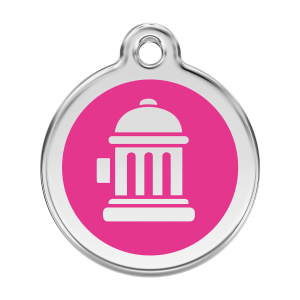 Placa para perro grande diseño hidrante en esmalte rosa fuerte