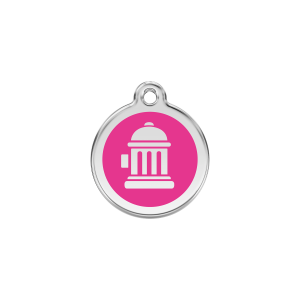 Placa para gato pequeña diseño hidrante en esmalte rosa vivo
