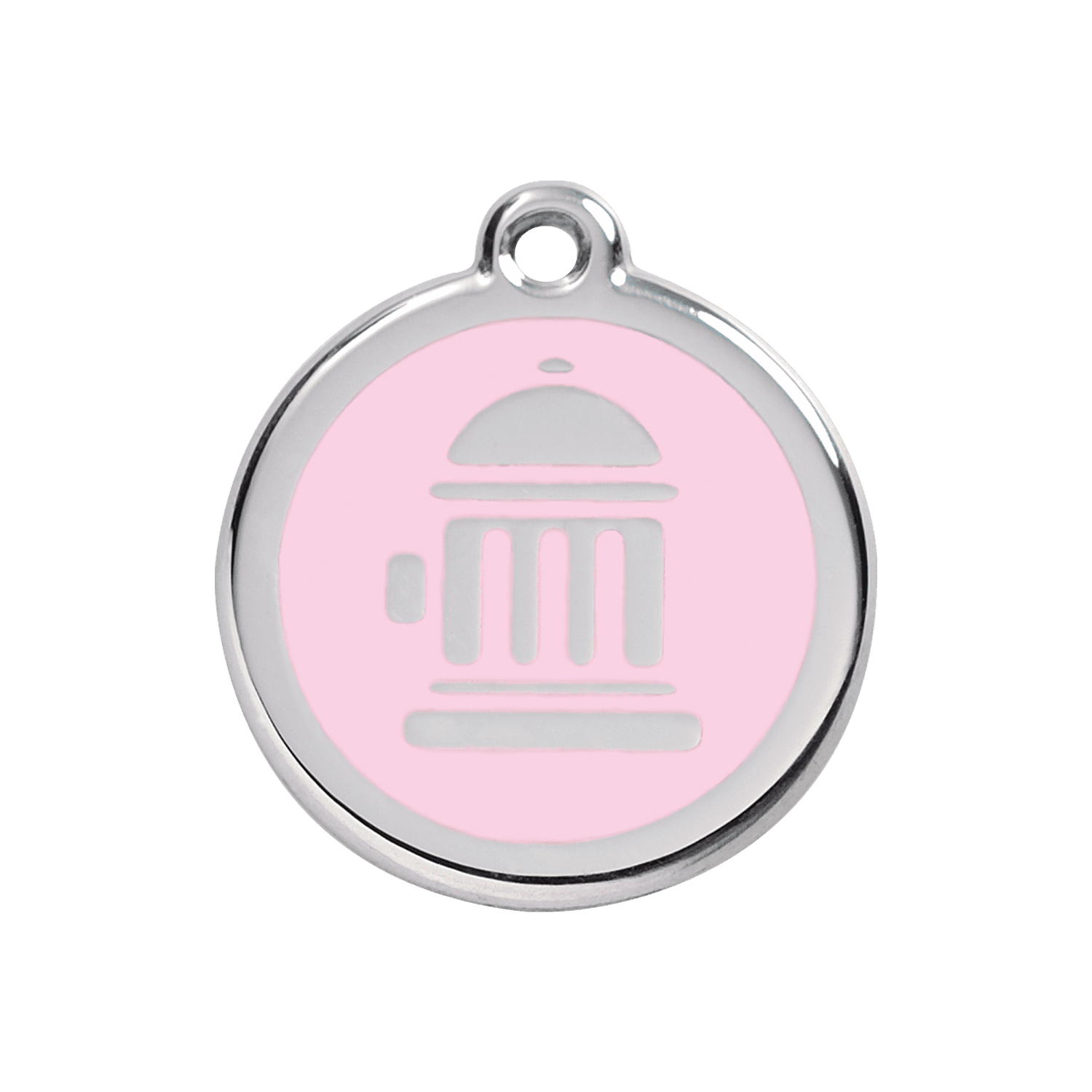 Vue avant - Médaille personnalisée Red Dingo Émail et acier inoxydable - Bouche d'incendie rose - Talla M
