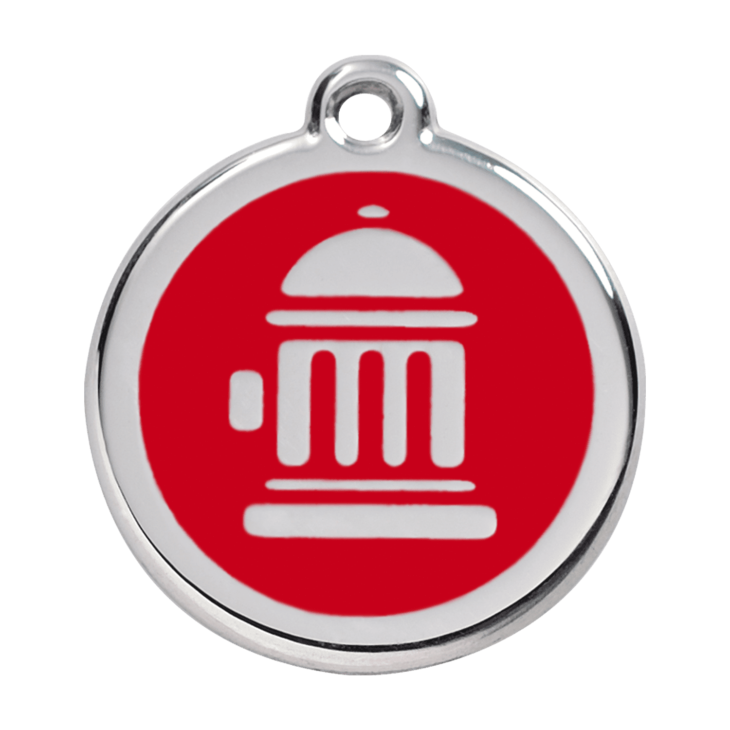 Vue avant - Médaille personnalisée pour chien Red Dingo Émail et acier inoxydable - Bouche d'incendie - Rouge - Talla L