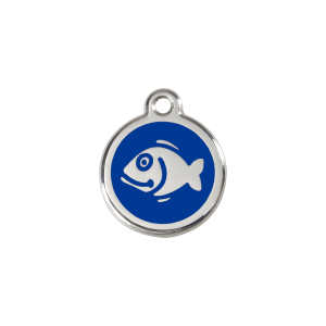 Placa para gato Pez esmalte azul oscuro pequeña