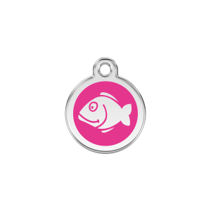 Placa para gato Pez esmalte rosa fuerte pequeña