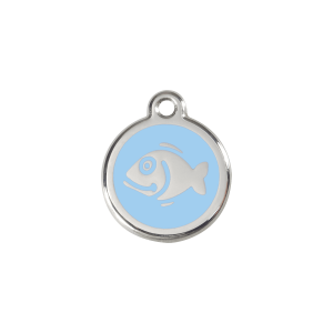 Placa para gato Pez esmalte azul claro pequeña