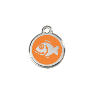 Placa para gato Pez en esmalte naranja y acero inoxidable pequeña