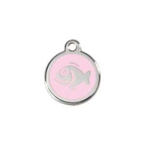 Placa para gato Pez esmalte rosa pequeña