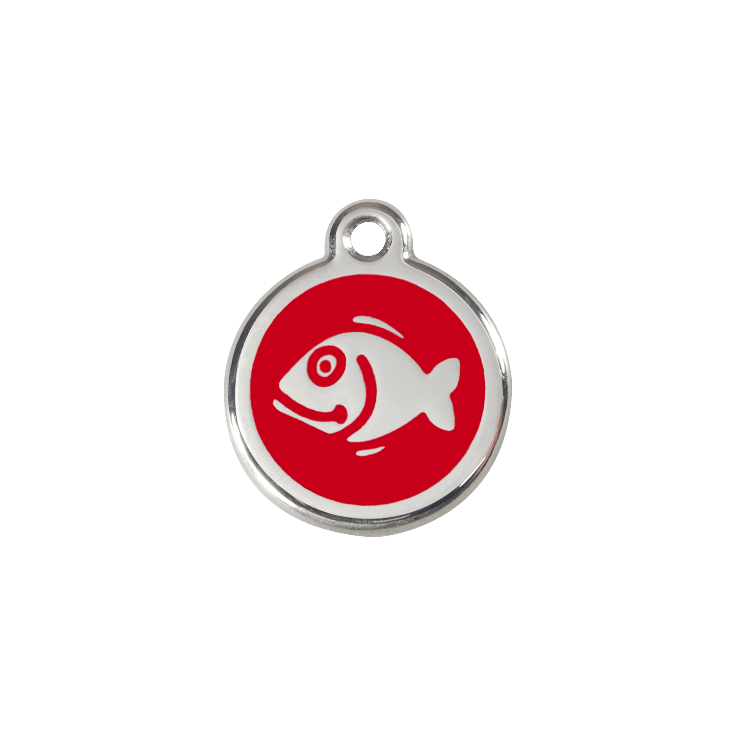 Vue avant - Médaille personnalisée pour chien/chat Red Dingo Émail et acier inoxydable Poisson Rouge - Talla S