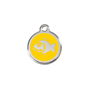 Placa para gato Pez amarillo en esmalte y acero inoxidable pequeña