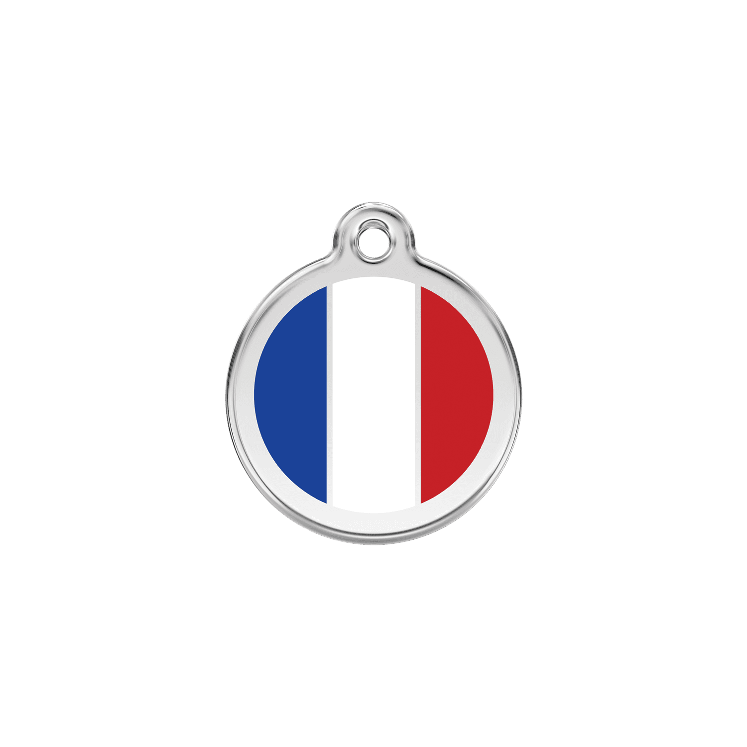 Vue avant - Médaille personnalisée pour chien/chat Red Dingo - Drapeau français - Blanc - Talla S