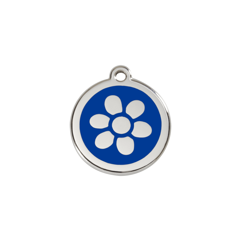 Vue avant - Médaille personnalisée pour chien/chat Red Dingo Émail/Acier inoxydable Bleu foncé - Talla S