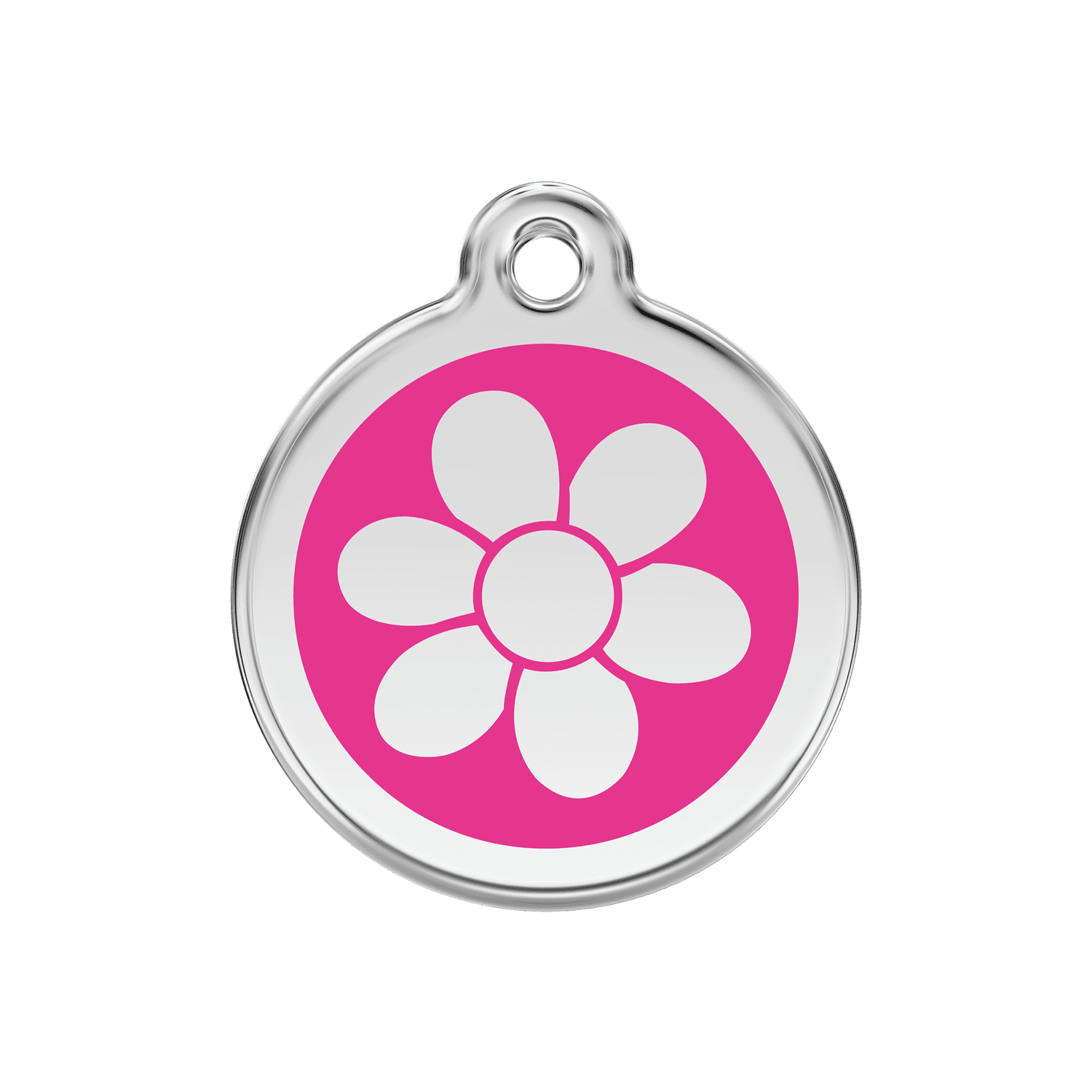 Vue avant - Médaille personnalisée pour chien Red Dingo Fleur Rose vif 30.00mm